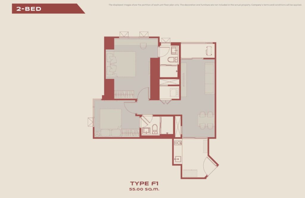 Aspire Sukumvit Rama 4 Floor Plan - 2 Bedroom