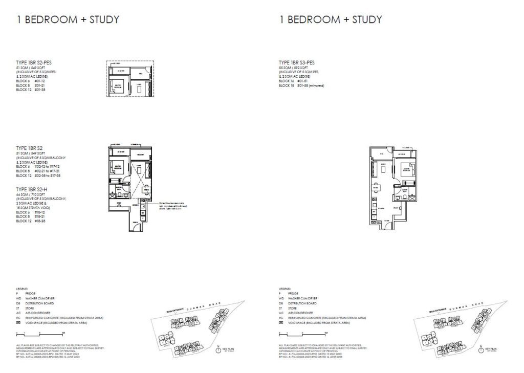 Grand Dunman - 1 Bedroom Study Floor Plan