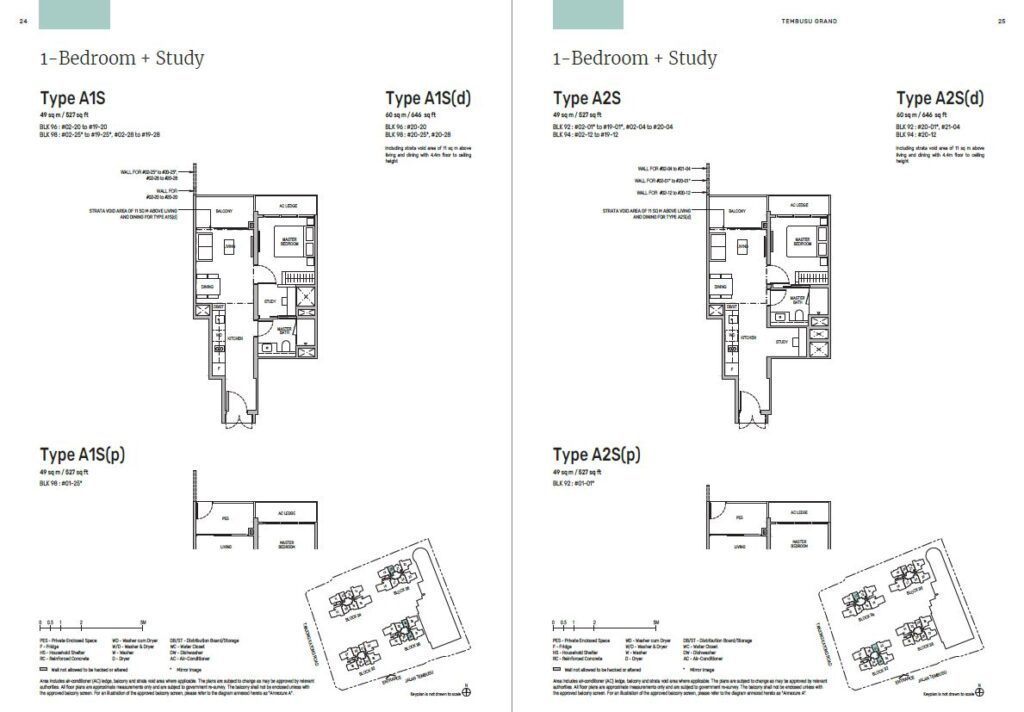 tembusu grand - 1 bedroom study floor plan
