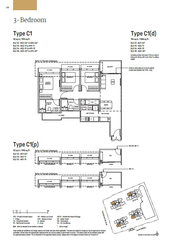 tembusu grand - 3 bedroom floor plan