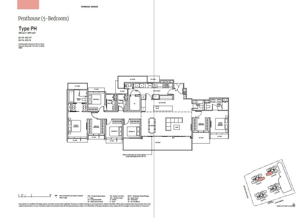 tembusu grand - 5 bedroom penthouse floor plan